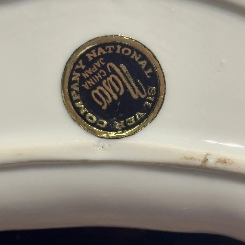 Vintage Nasco Bone Dish Gold  Rim National Silver Company Japan  Set of 8